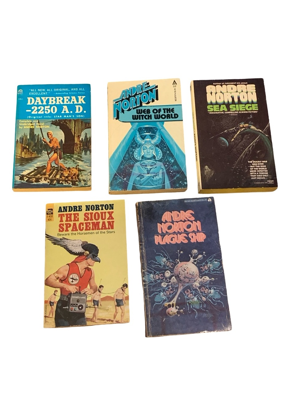 Andre Norton Vintage Fantasy Sci Fi Lot Of 5 Novels Paperback Books
